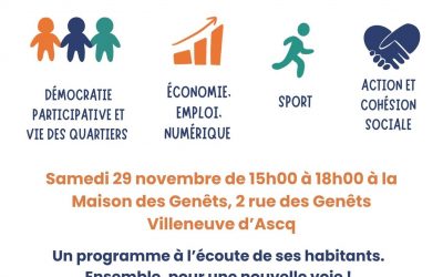 Invitation. Réunion de présentation et de partage autour de notre programme « En Avant Villeneuve d&rsquo;ASCQ » !