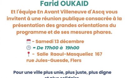 RÉUNION PUBLIQUE – SAMEDI 13 DÉCEMBRE